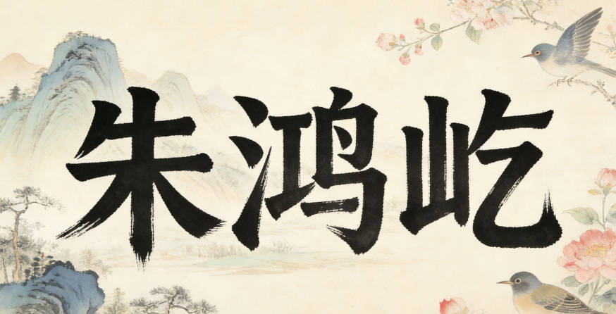 朱鴻屹，鴻代表志向遠(yuǎn)大，屹象征堅定不移