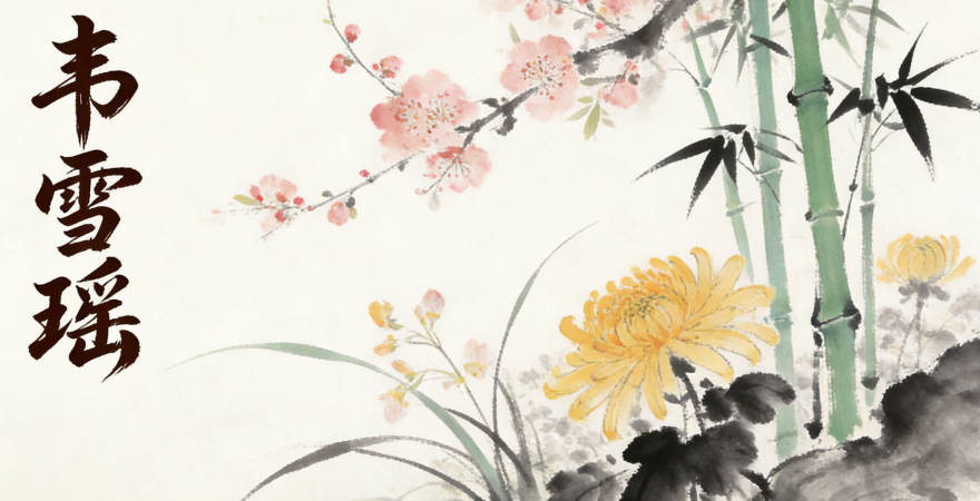 韋雪瑤，雪是純潔無(wú)瑕，瑤是美玉，寓意女孩純潔美麗