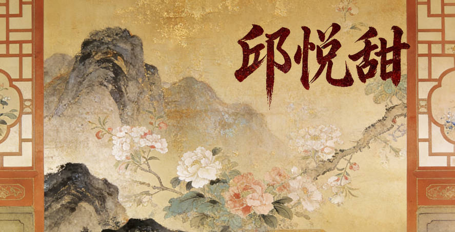 邱悅甜，悅是愉悅快樂，甜是甜蜜美好