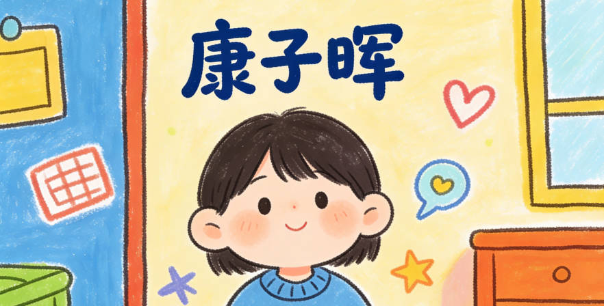 康子暉，子是君子，暉是光輝